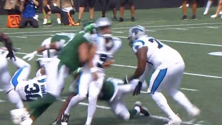 WATCH: No. 1 Overall Pick Bryce Young Laid Out By Jermaine Johnson During Preseason Debut