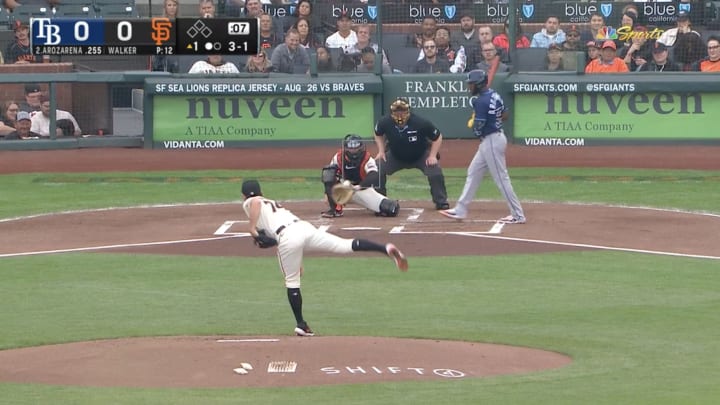 Randy Arozarena Barely Stood in the Box and Still Worked a Walk Randy Arozarena Barely Stood in the Box and Still Worked a Walk