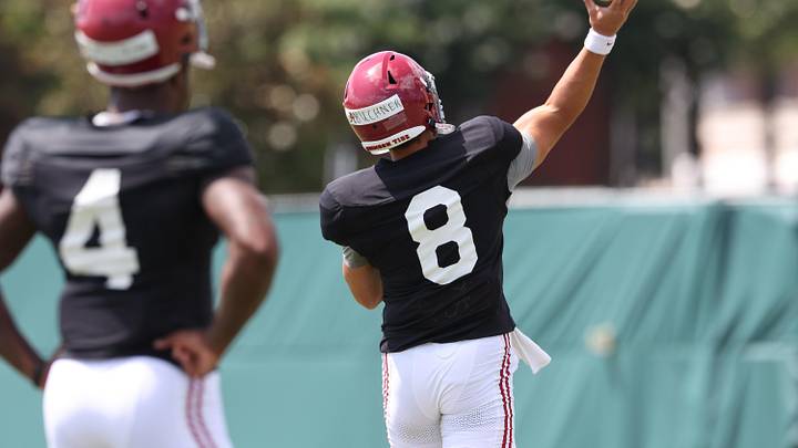 Alabama QB Tyler Buchner Taking First-Team Snaps in Warmups Before USF Game