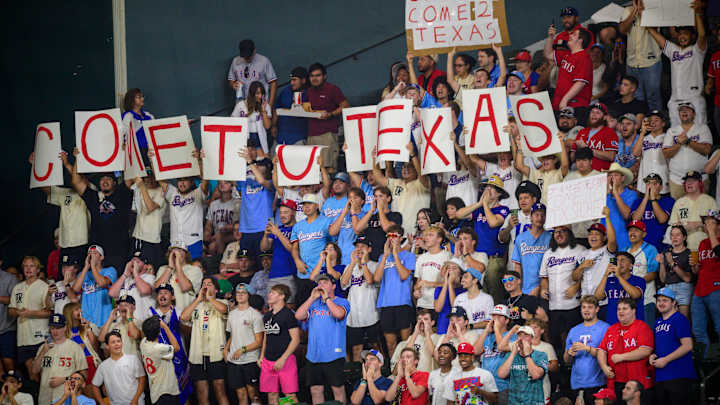Rowdy Texas Rangers Fans Taking Over, Bringing Playoff Vibe to Globe Life Field Rowdy Texas Rangers Fans Taking Over, Bringing Playoff Vibe to Globe Life Field
