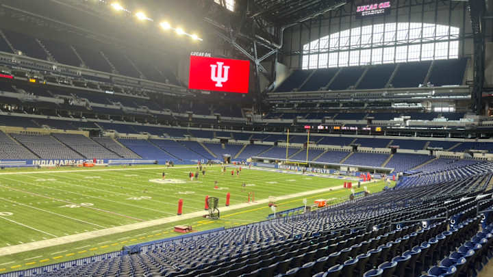 Indiana Football Practices at Lucas Oil Stadium, Nearing Quarterback Decision