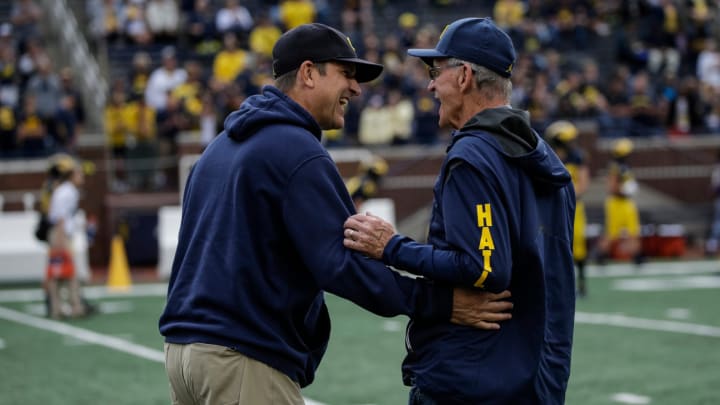 Jim Harbaugh Explains Decision to Add Father to Coaching Staff During Suspension