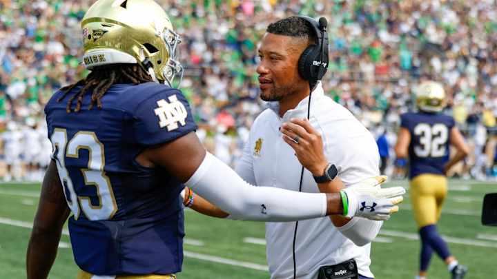 Marcus Freeman Talks Strength Coach, Sam Hartman, JD Bertrand, Receiver Production