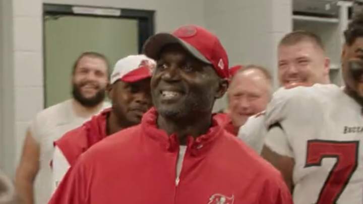 VIDEO: Baker Mayfield, Todd Bowles Fired Up in Locker Room After Buccaneers Upset Vikings