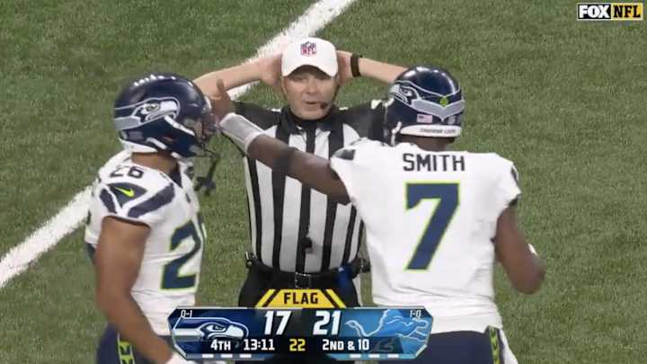 NFL Ref Had a Hilarious Hot-Mic Moment With Seahawks QB Geno Smith