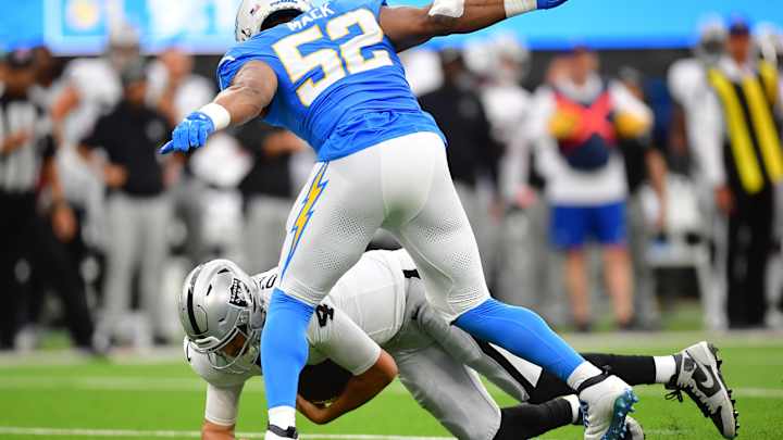Chargers News: Khalil Mack Sacks Rookie Raiders QB 6 Times In Game 4 Win Chargers News: Khalil Mack Sacks Rookie Raiders QB 6 Times In Game 4 Win