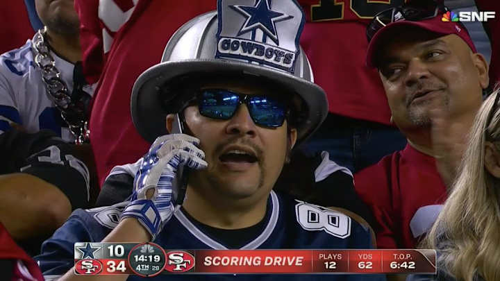 Sad Cowboys Fan on His Phone During Blowout Loss to 49ers Became a Sad Meme Sad Cowboys Fan on His Phone During Blowout Loss to 49ers Became a Sad Meme