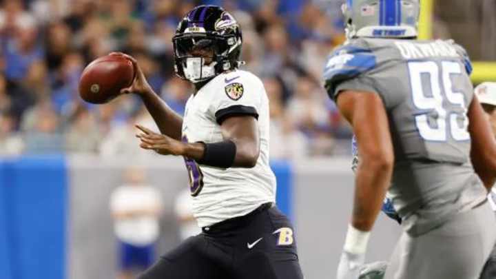 Lamar Jackson, Baltimore Ravens Lead Detroit Lions 28-0 at Halftime