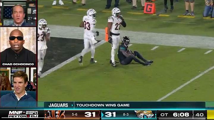 Eli Manning, Chad Johnson Disagree on Key Holding Call During Bengals-Jaguars ‘MNF’ Game