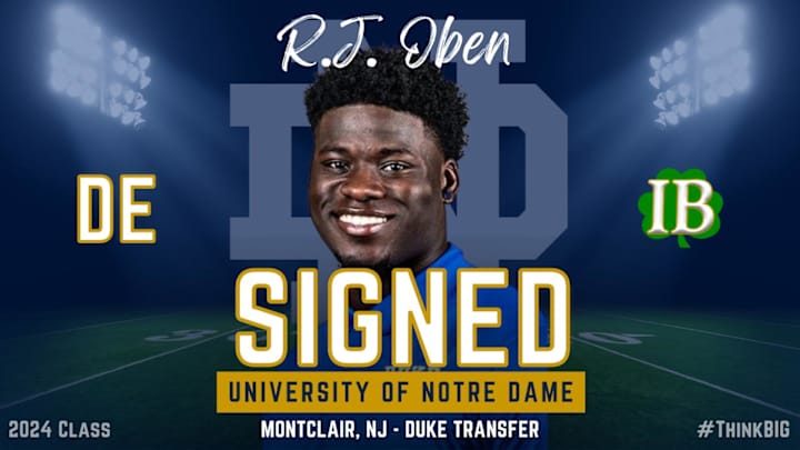 Notre Dame Signs Transfer Defensive End R.J. Oben
