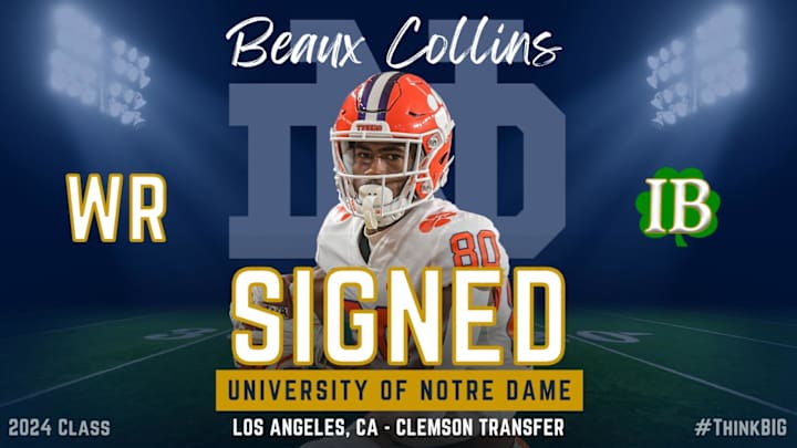 Notre Dame Signs Transfer Receiver Beaux Collins