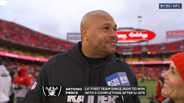 Raiders’ Antonio Pierce Fought Back Tears in Emotional Interview After Beating Chiefs