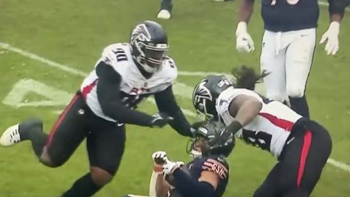 NFL Fans Irate Over Ugly Hit to Head on Justin Fields During Bears-Falcons Game