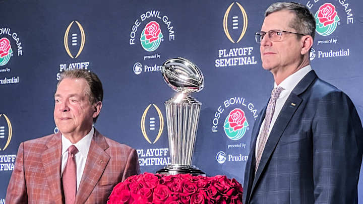 WATCH: Jim Harbaugh, Nick Saban Press Conference Ahead Of Rose Bowl