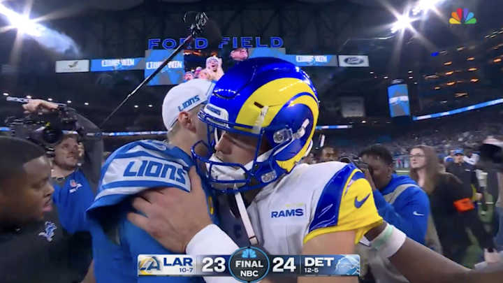 Mics Picked Up Matthew Stafford’s Classy Message to Jared Goff After Lions Beat Rams