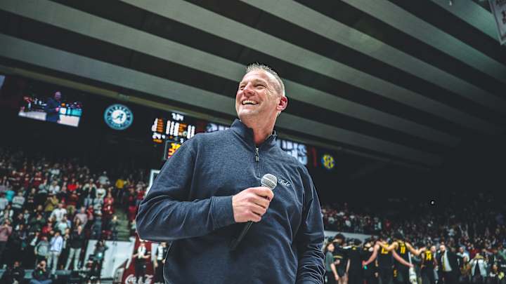 Alabama Football Coach Kalen DeBoer Introduced to Fans at Coleman Coliseum