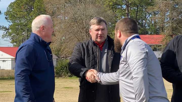 Kirby Smart in South Georgia, visiting some big-time recruits.