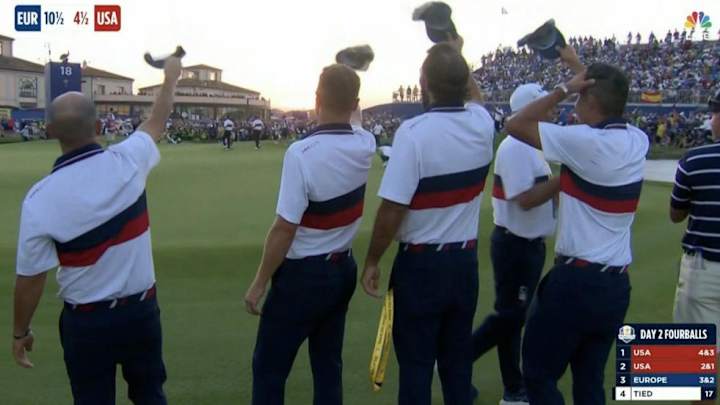Patrick Cantlay’s Ryder Cup Teammates Celebrated His Match-Winning Putt by Hilariously Shaking Their Hats at Him