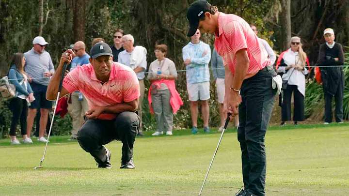Tiger Carries Charlie as Team Woods Sits 2 Shots Back at PNC Championship