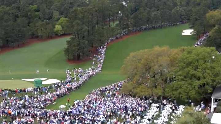 Tiger Woods Misses Fairway, Saves Par as Fans Swarm Opening Hole at Masters
