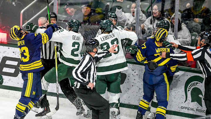 Melee Breaks Out During No. 7 Michigan State's 7-1 Loss vs. No. 16 Michigan Melee Breaks Out During No. 7 Michigan State's 7-1 Loss vs. No. 16 Michigan