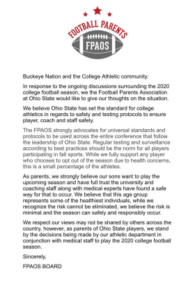 OSU Football Parents Letter