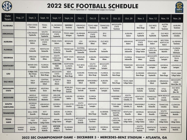 Uab Calendar 2022 2022 Sec Football Schedule: Teams And Week-To-Week - Sports Illustrated  Alabama Crimson Tide News, Analysis And More