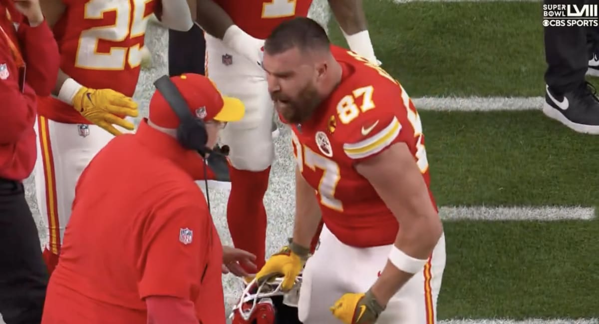 Travis Kelce Screaming at Andy Reid During Chiefs-49ers Super Bowl Became a Hilarious Meme