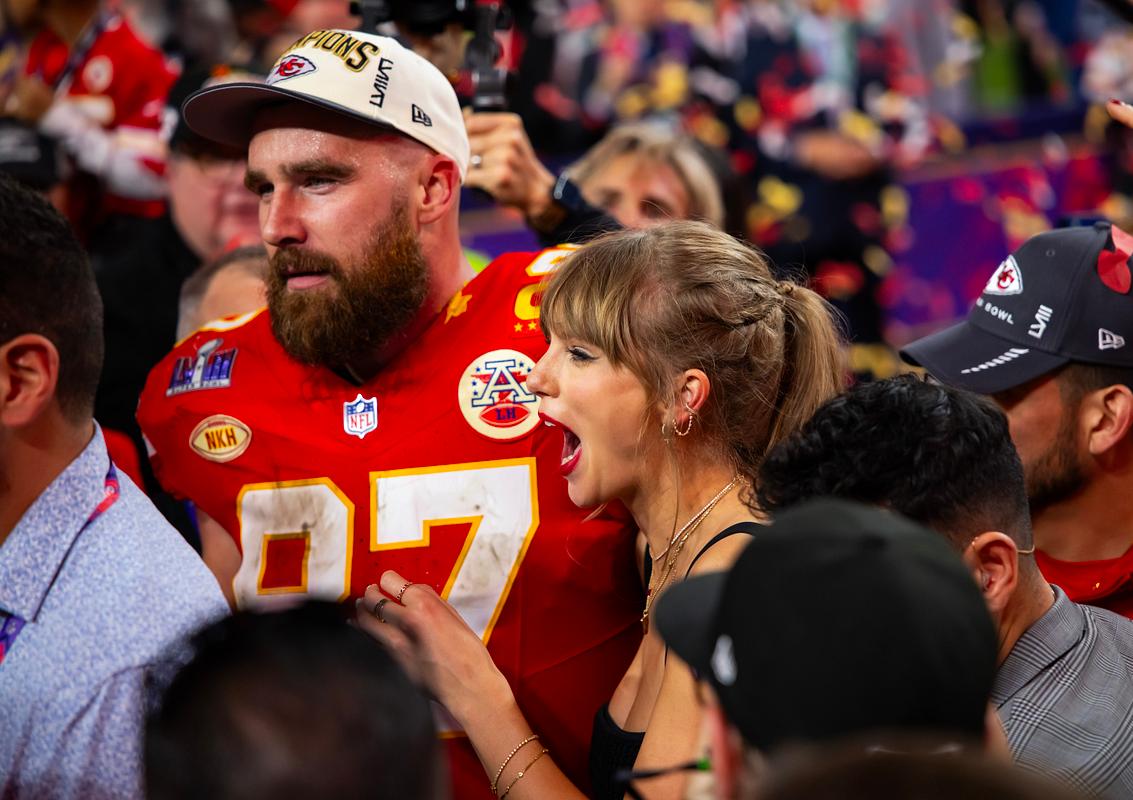Mics Picked Up Taylor Swift and Travis Kelce's Sweet On-Field Conversation After Super Bowl Win