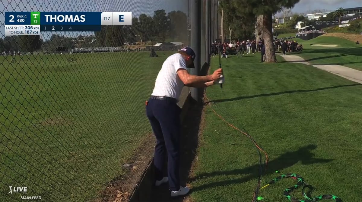 Justin Thomas Lined Up for Absurd Bank Shot Off Fence, and Golf Fans Had Jokes