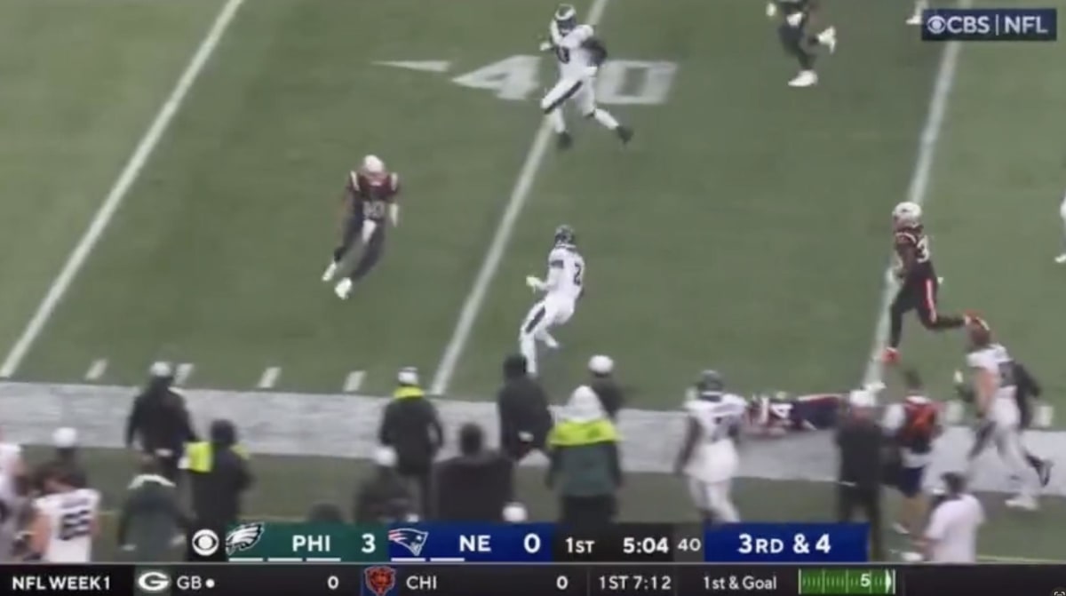 NFL Fans Roasted Mac Jones for His Laughable Tackle Attempt on Eagles