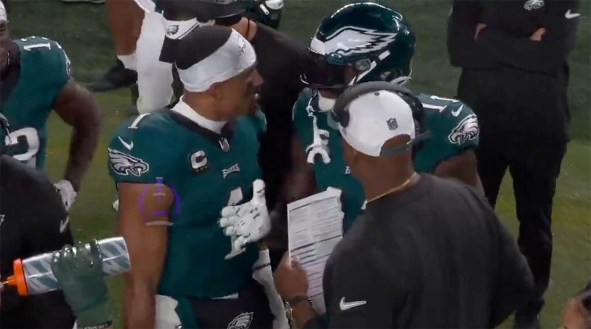 Eagles' A.J. Brown Appeared Frustrated During Sideline Dispute With Jalen Hurts