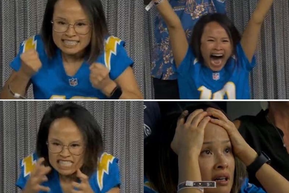 Diehard Chargers fan Merrianne Do's passionate reaction during game