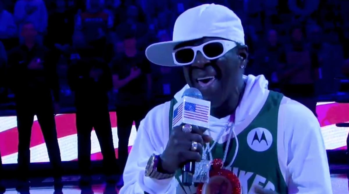 NBA Fans React to Flavor Flav Singing National Anthem at Hawks-Bucks Game