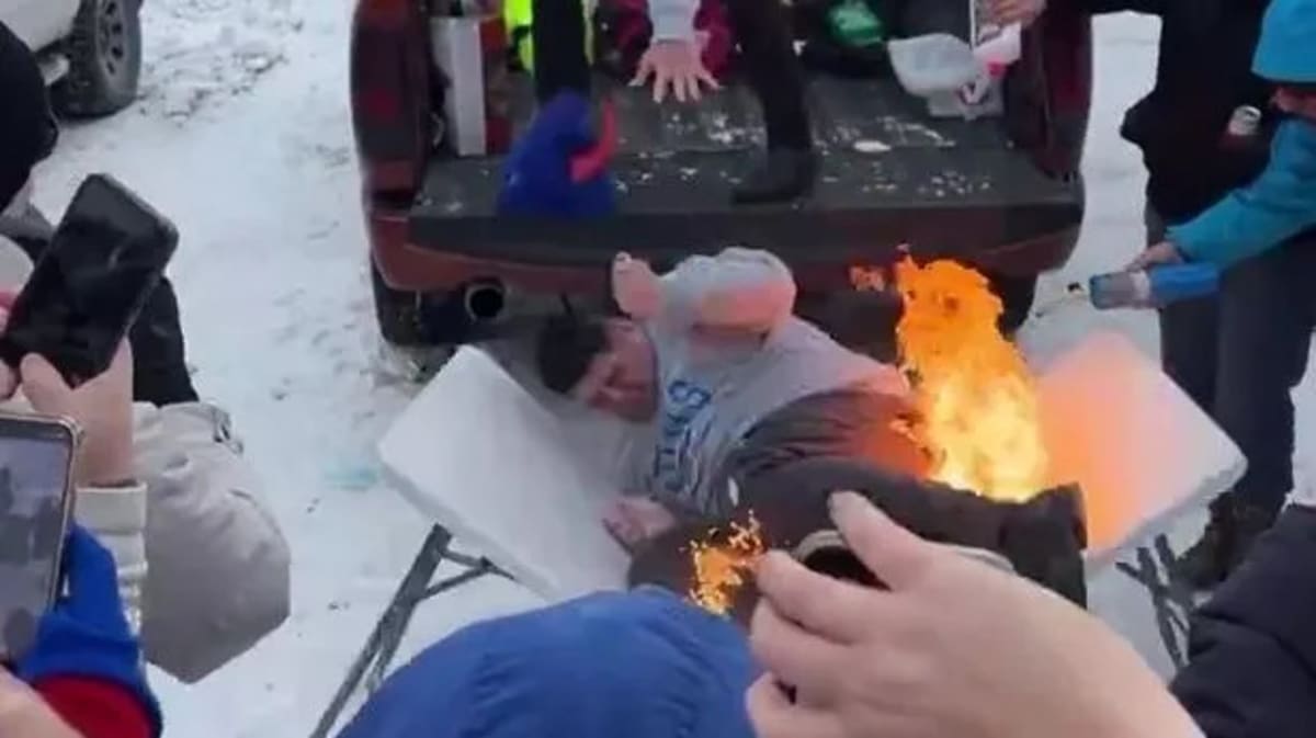 Bills VIDEO TableCrashing NFL Fan Catches Fire