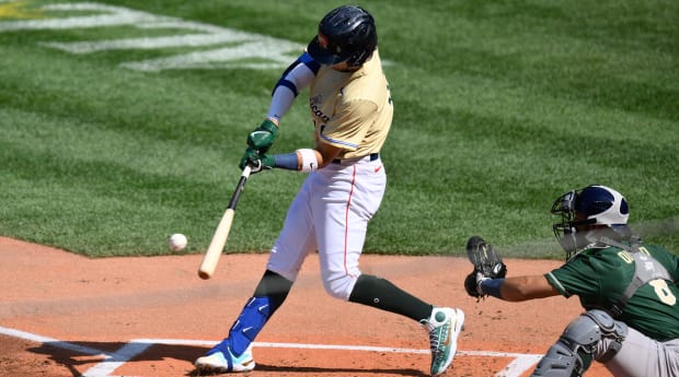 Red Sox Prospect Wearing Cleats With Real Pieces of Fenway Park in Them at MLB Futures Game