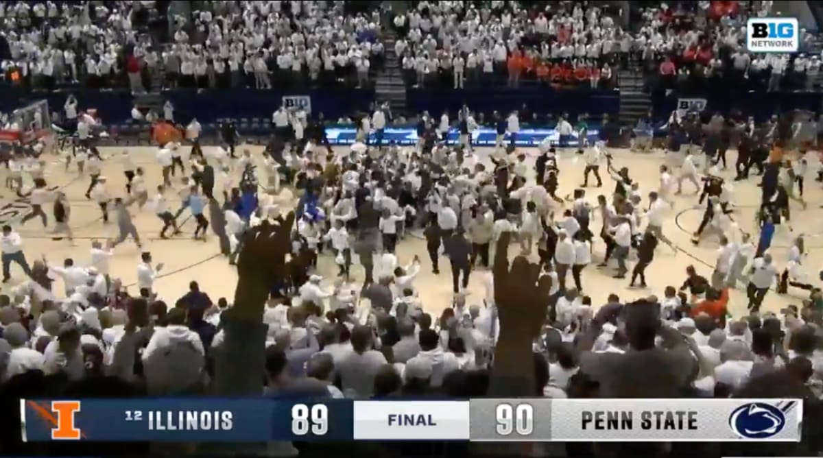 Penn State Fans Storm the Court After Epic Comeback Win Over No. 12 Illinois