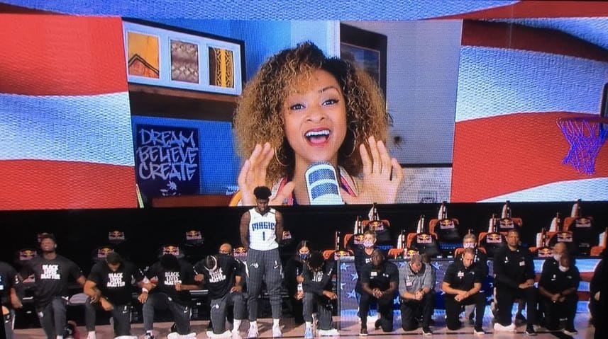 Magic's Jonathan Isaac Only Player to Stand, Not Wear 'Black Lives Matter' Shirt for National Anthem