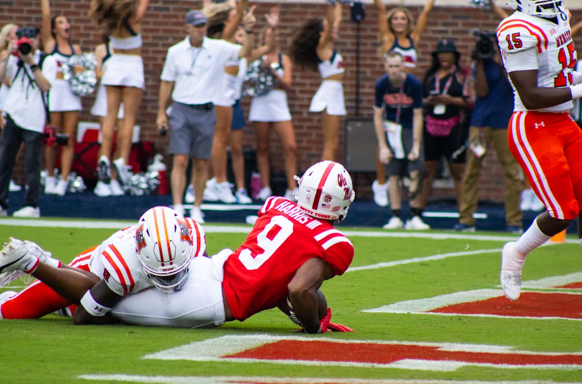 Ole Miss Receiver Tre Harris shines with a recordsetting debut game BVM Sports