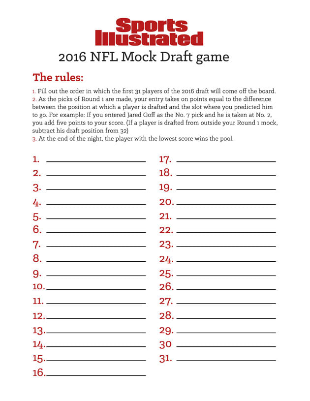 2016 NFL Mock Draft Game Pick Round 1 Sports Illustrated