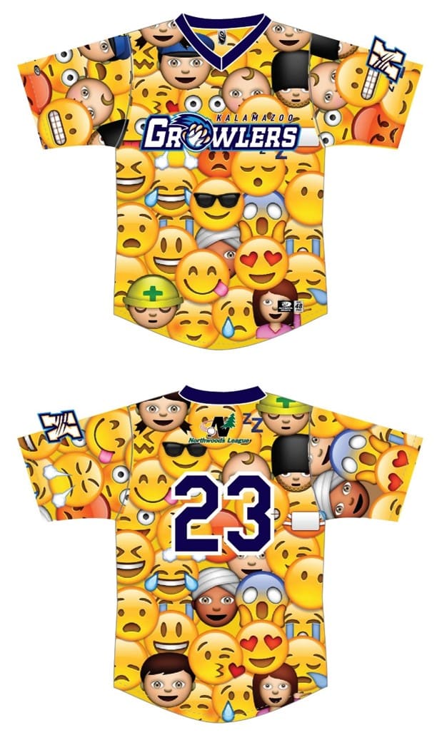 Minor league baseball emoji jersey Kalamazoo Growlers wear shirt