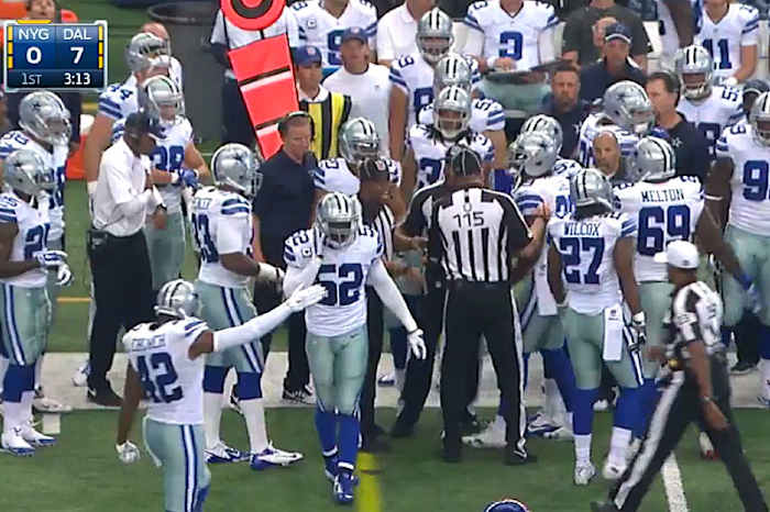 The call on the field is down by contact, which is quickly confirmed in New York. (NFL Game Rewind)