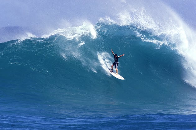 Rothman surfs a wave at the Rip Curl Cup on Sunset Beach in the North Shore of Oahu in November 2000.