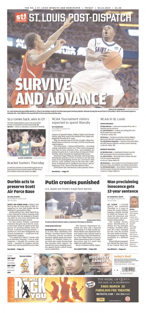 Here&#39;s the Local Newspaper Front Page of Every Team That Advanced in the NCAA Tournament ...