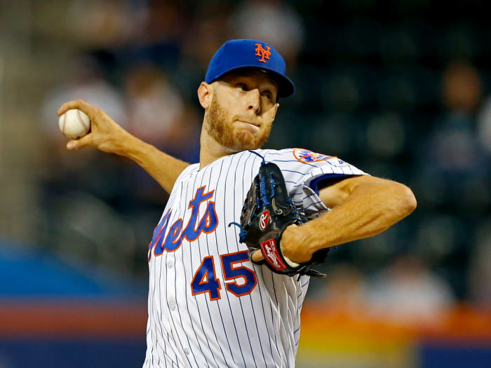 Sep 10, 2019; New York City, NY, USA;  New York Mets starting pitcher Zack Wheeler (45) pitches in the first inning against the Arizona Diamondbacks at Citi Field. Mandatory Credit: Noah K. Murray-USA TODAY Sports
