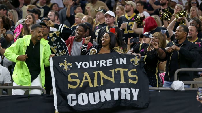 New Orleans Saints fans in the Superdome stands