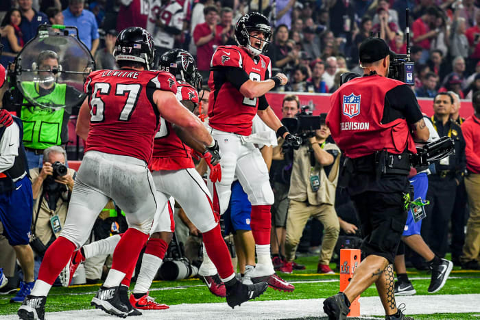 Matt Ryan celebrates a Falcons touchdown during Super Bowl LI