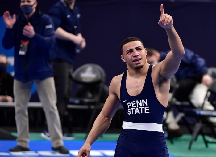 Aaron Brooks of Penn State is the defending NCAA wrestling champ at 184 pounds.  (Jeff Curry/USA Today Sports)