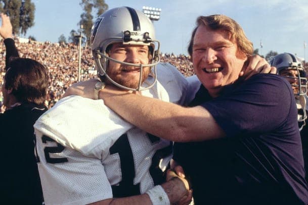 Kenny Stabler and John Madden after winning the Super Bowl