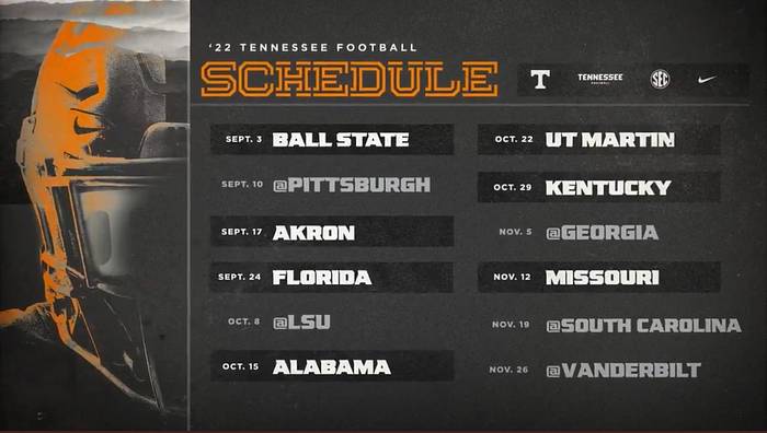 Just In Tennessee Releases 2022 Football Schedule Sports Illustrated Just In Tennessee Releases 2022 Football Schedule Sports Illustrated